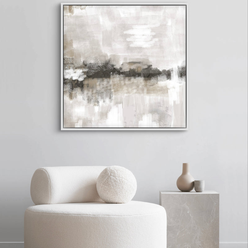 Framed Canvas - Nude & Grey Clouds