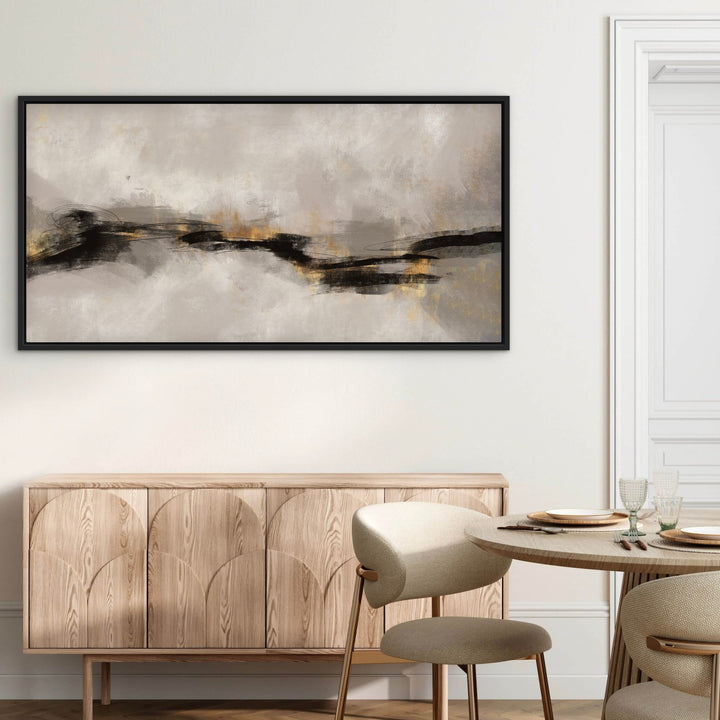 Framed Canvas - Sardinia abstract wall art in warm Mediterranean blue and sandy tones - hand-stretched wall art by HD London Art
