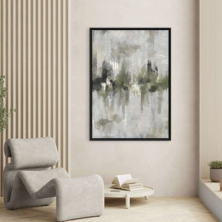 Framed Canvas - Amalfi Green abstract wall art in rich green coastal tones - hand-stretched wall art by HD London Art