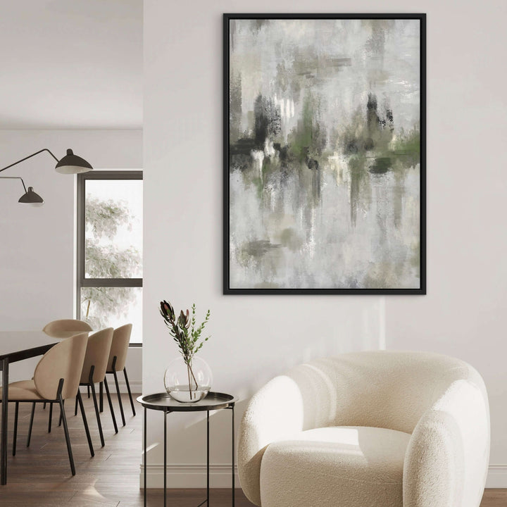 Framed Canvas - Amalfi Green close-up showing rich green brushwork and texture