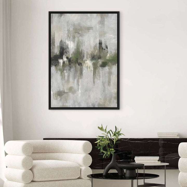 Framed Canvas - Amalfi Green abstract artwork detail showing coastal green tones