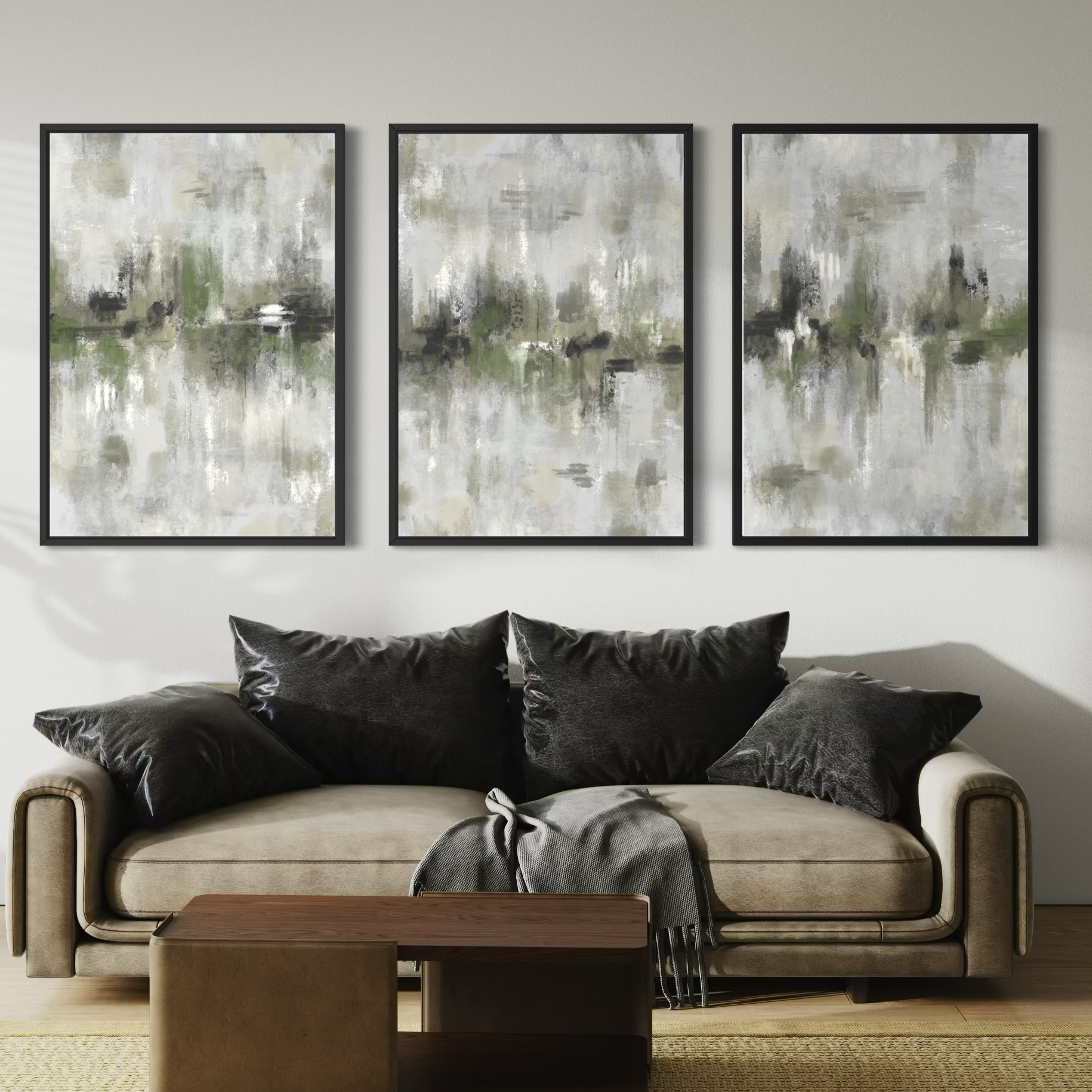 Set of 3 Framed Canvas - Amalfi Green