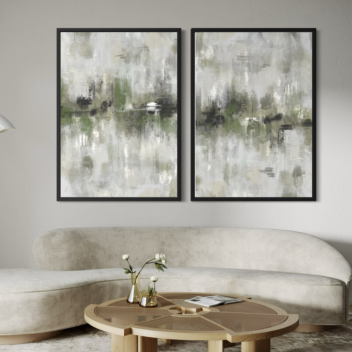 Framed Canvas Set of 2 - Amalfi Green close-up showing rich green colour palette
