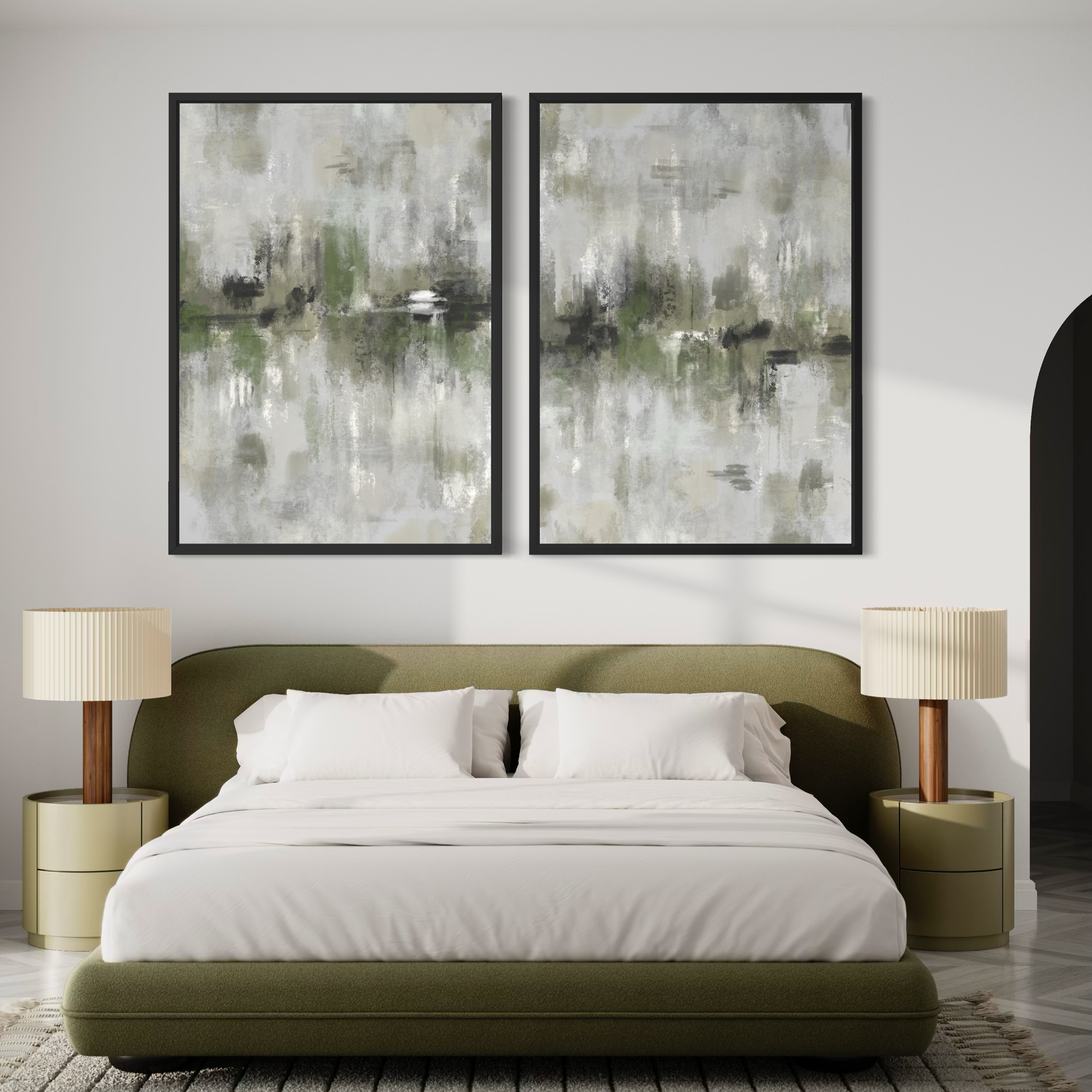 Framed Canvas Set of 2 - Amalfi Green