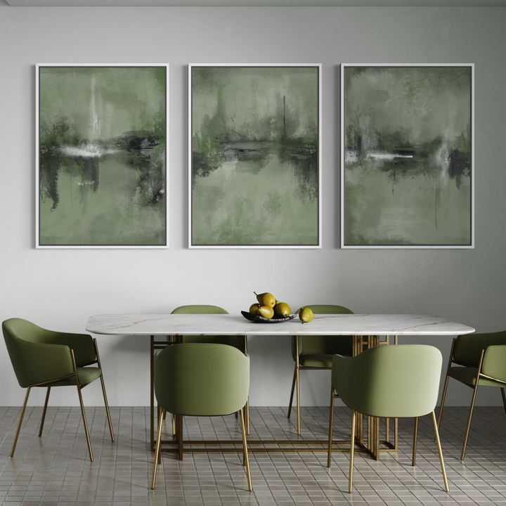 Set of 3 Framed Canvas - Verona Sage