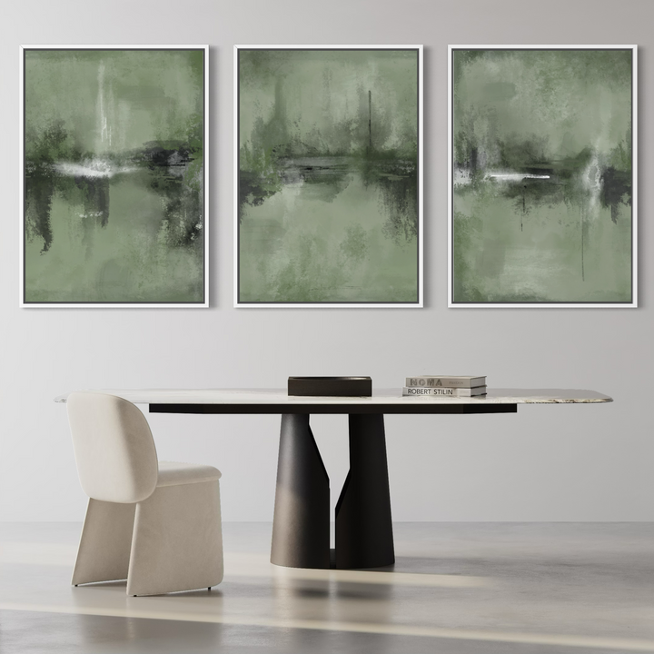 Set of 3 Framed Canvas - Verona Sage