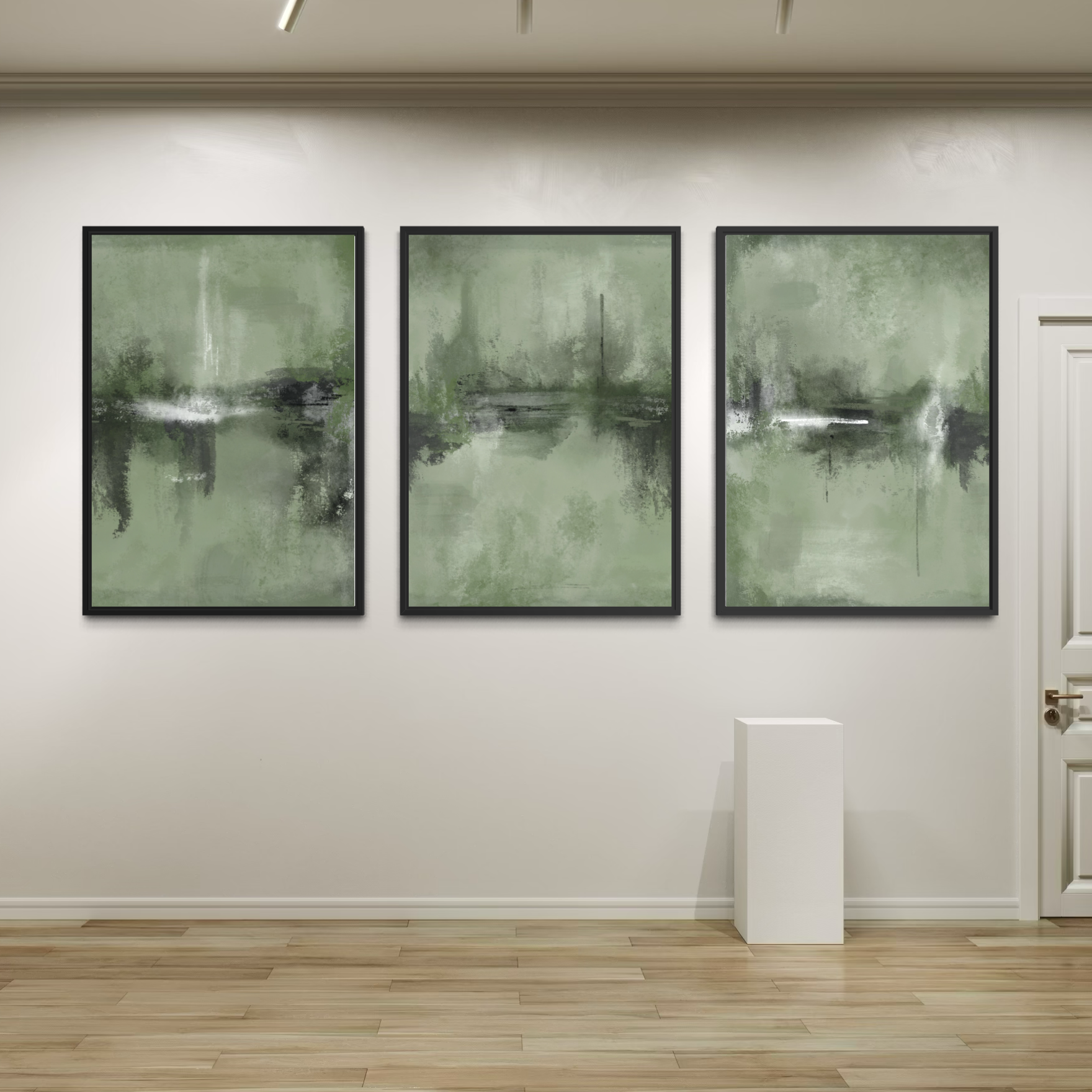 Set of 3 Framed Canvas - Verona Sage