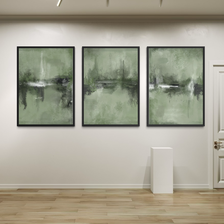 Set of 3 Framed Canvas - Verona Sage