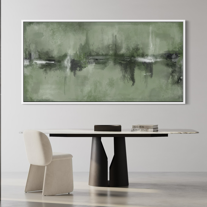Framed Canvas - Verona Sage close-up showing soft sage green brushwork and texture