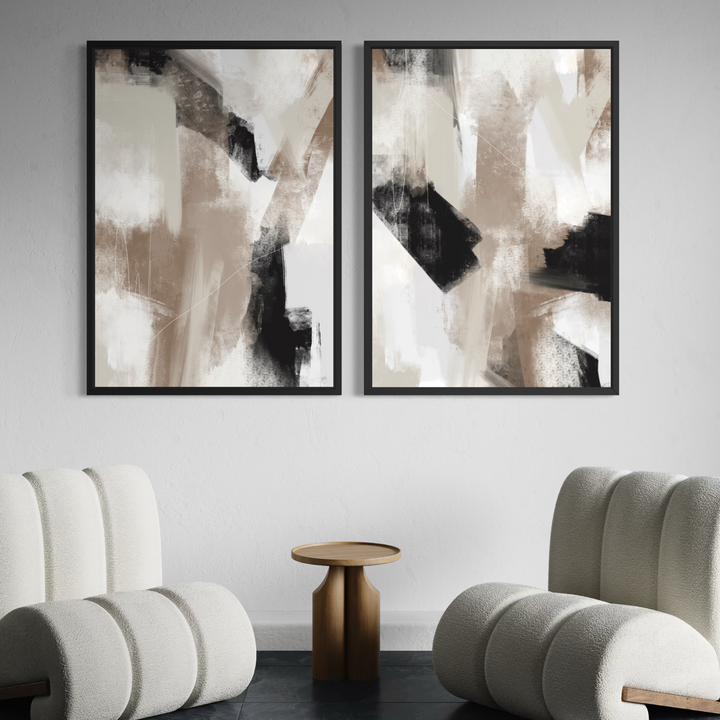 Framed Canvas Set of 2 - Soho displayed as a pair in a contemporary living room