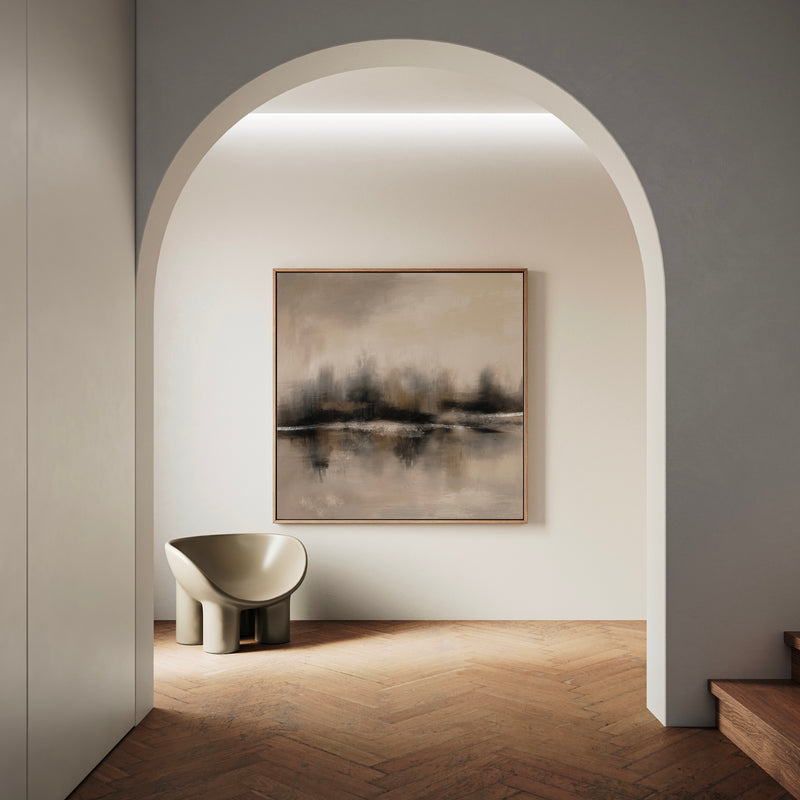 Framed Canvas - Taupe Reflection