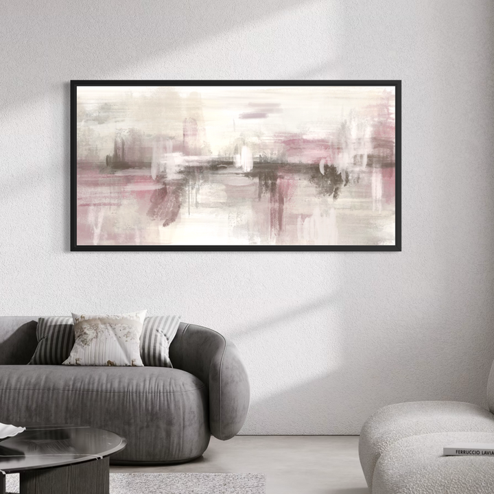Framed Canvas - Pink Dusk abstract artwork detail showing pink and dusk tonal blending