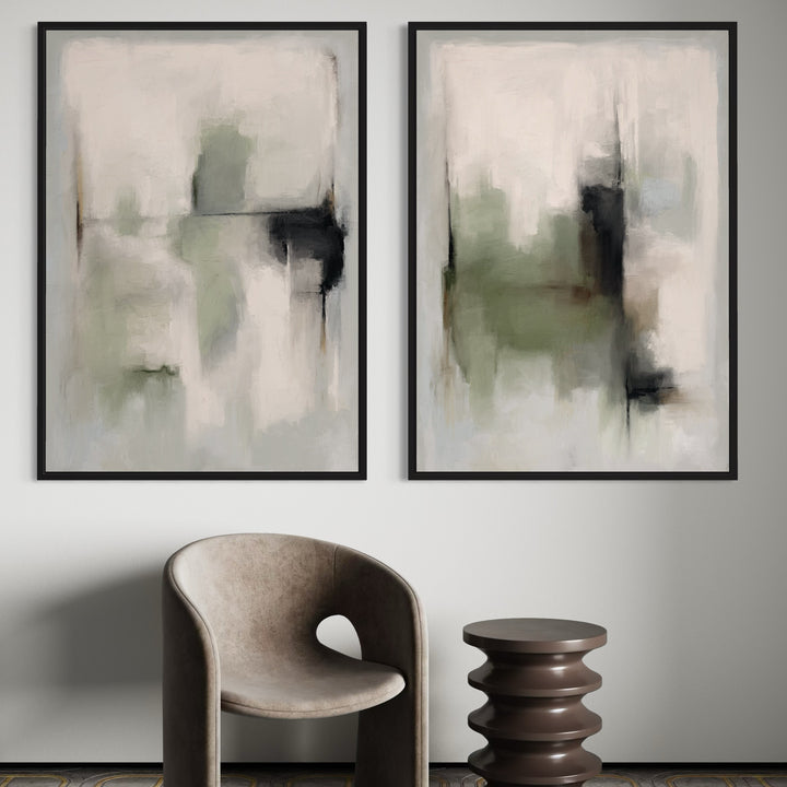 Framed Canvas Set of 2 - Tuscany Green