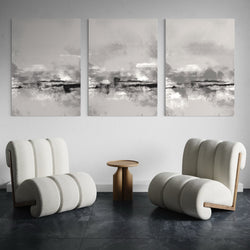 Abstract Canvas Set of 3 - Grey Rome