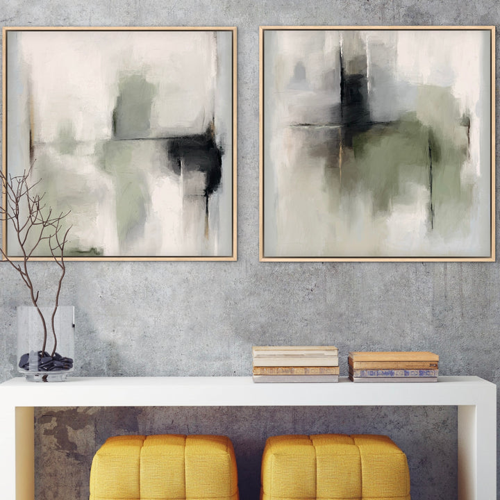 Framed Canvas Set of 2 - Tuscany Green