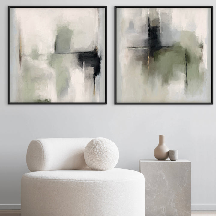 Framed Canvas Set of 2 - Tuscany Green