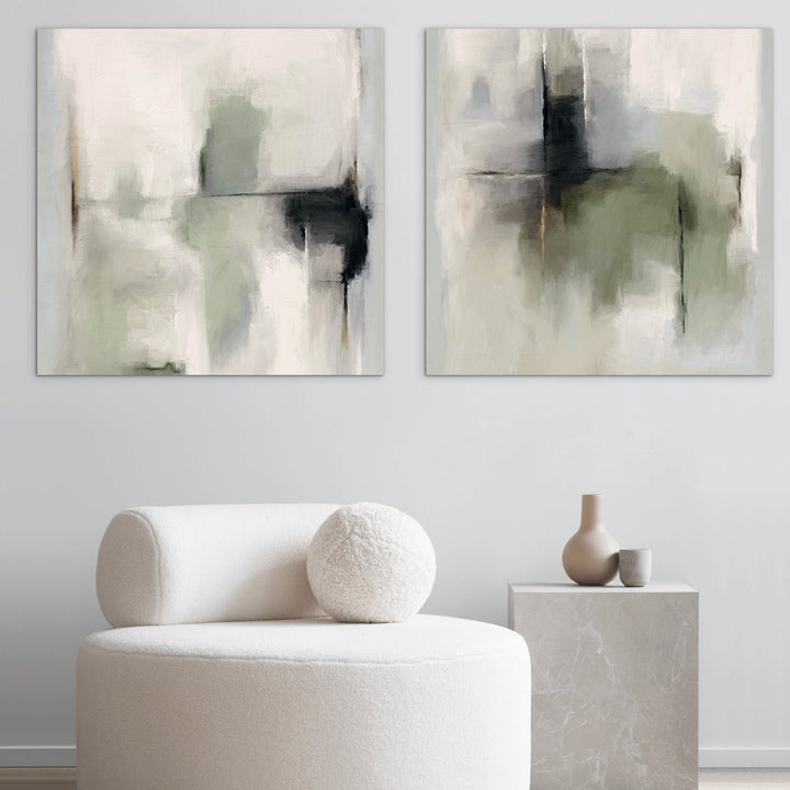 Abstract Canvas Set of 2 - Tuscany Green