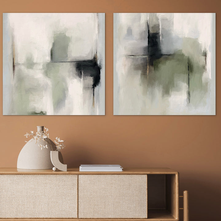 Abstract Canvas Set of 2 - Tuscany Green