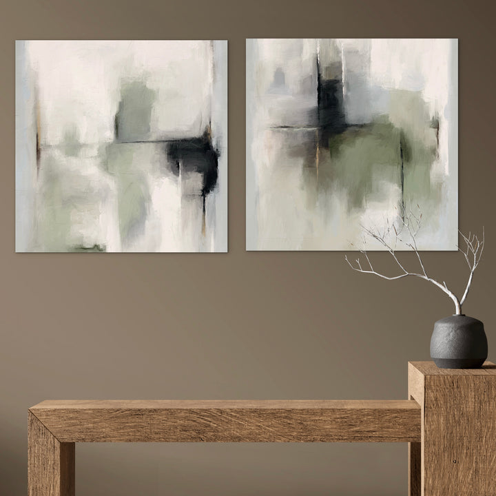 Abstract Canvas Set of 2 - Tuscany Green