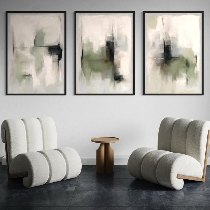 Abstract Art set of 3 prints - Tuscany Green