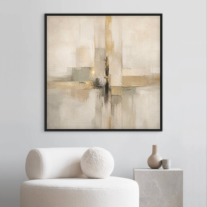 Framed Canvas - Quiet Gold close-up showing subtle warm gold brushwork and texture