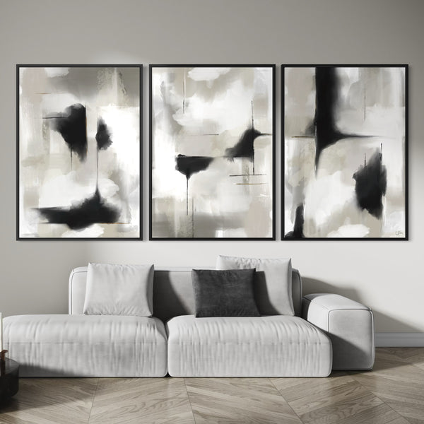Set of 3 Framed Canvas - Cadiz Grey
