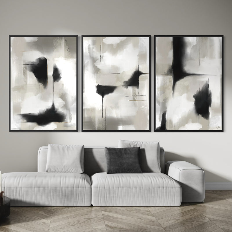 Set of 3 Framed Canvas - Cadiz Grey