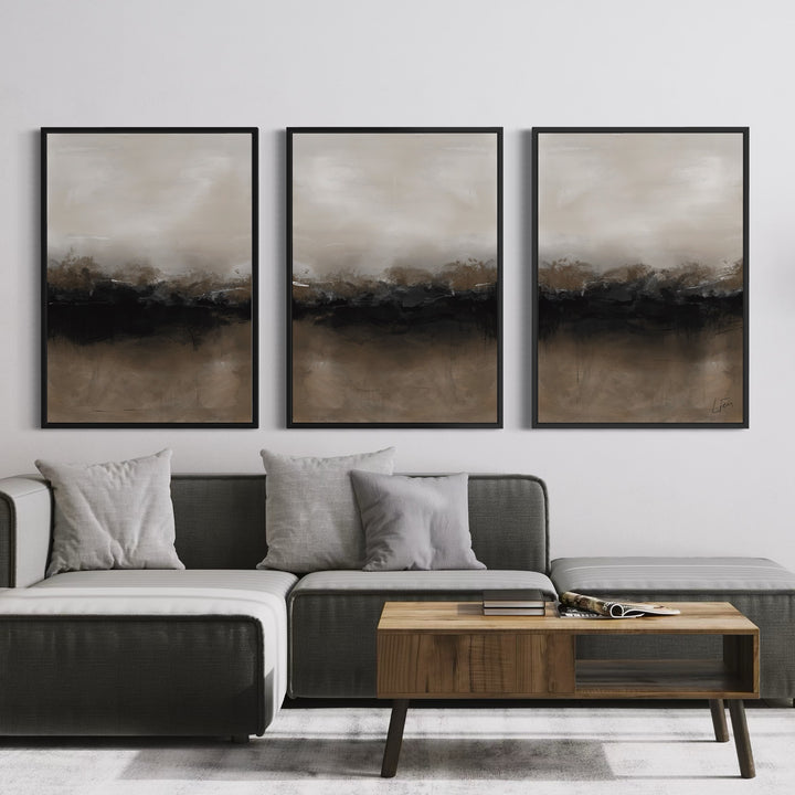 Set of 3 Framed Canvas - Mocha Dusk