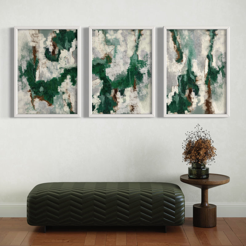 Abstract Art set of 3 prints - Green Forest 2