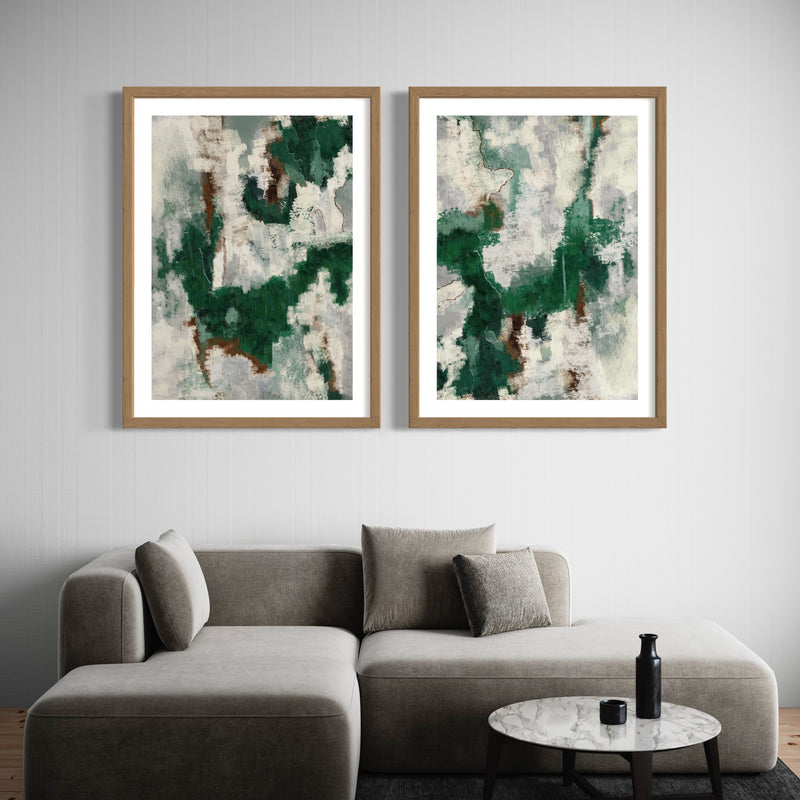 Abstract Art set of 2 prints - Green Forest 2