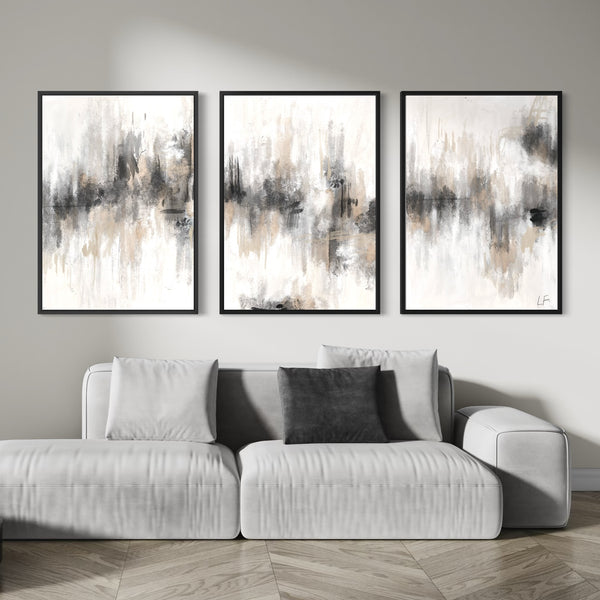 Set of 3 Framed Canvas - Whispered Haze