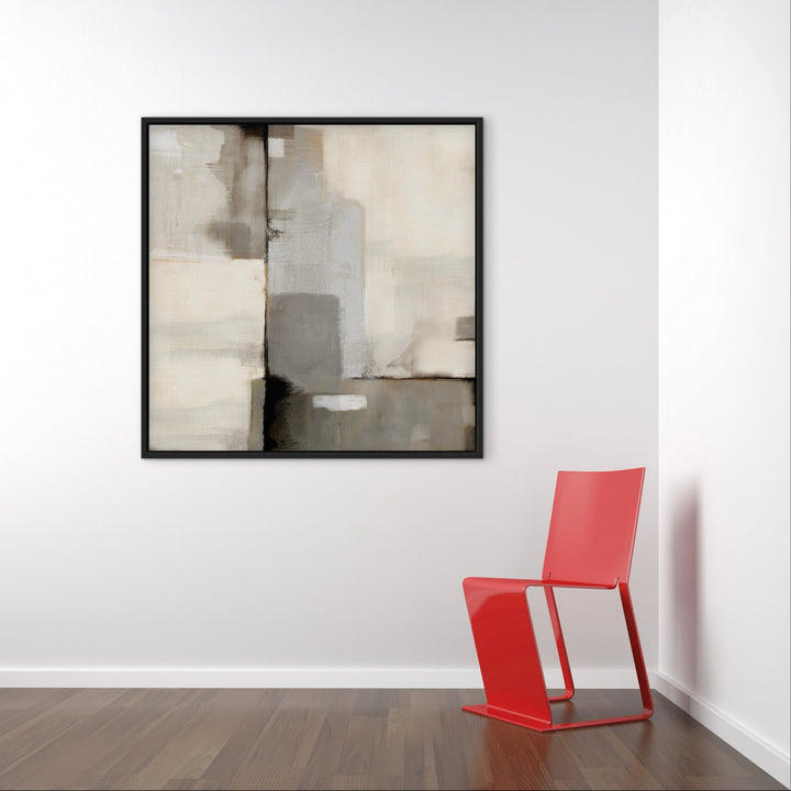 Framed Canvas - Linen Forms close-up showing warm linen brushwork and texture detail