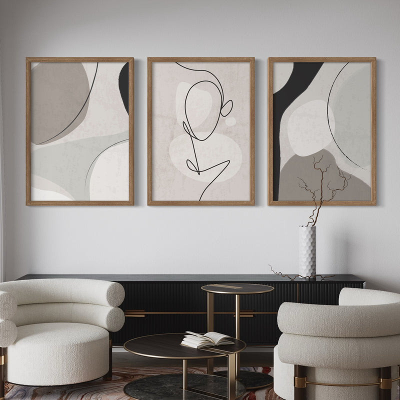 Abstract Art Set of 3 prints - Grey Libertà