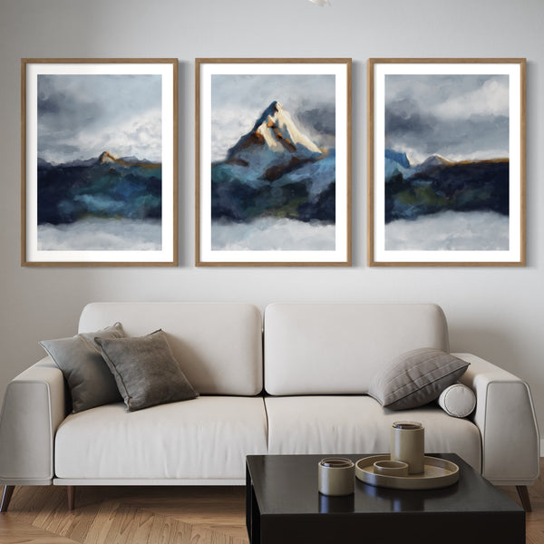 Abstract Art set of 3 prints - Mountains