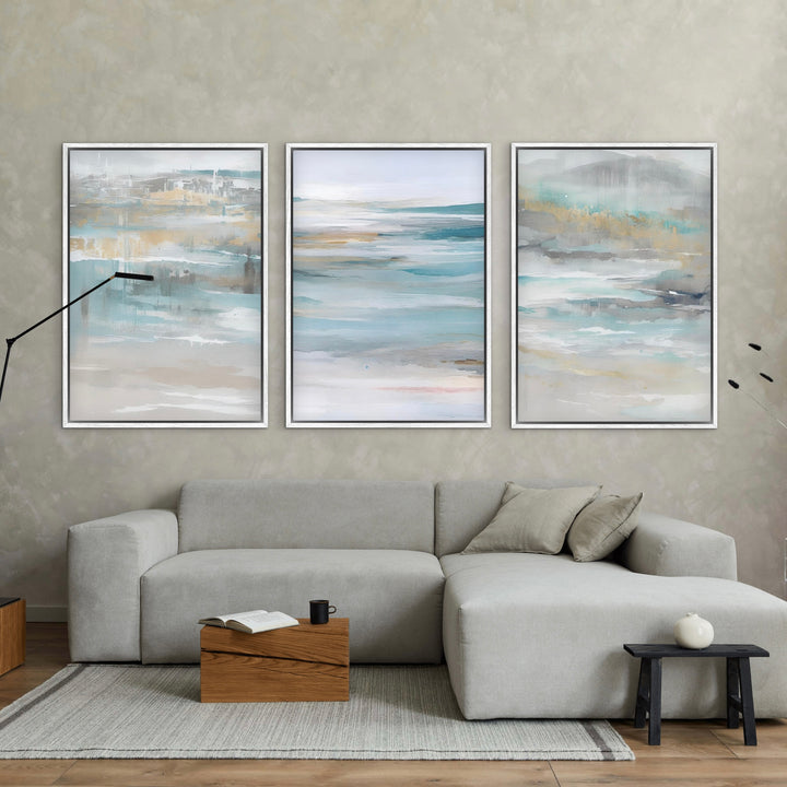 Set of 3 Framed Canvas - Calm Ocean