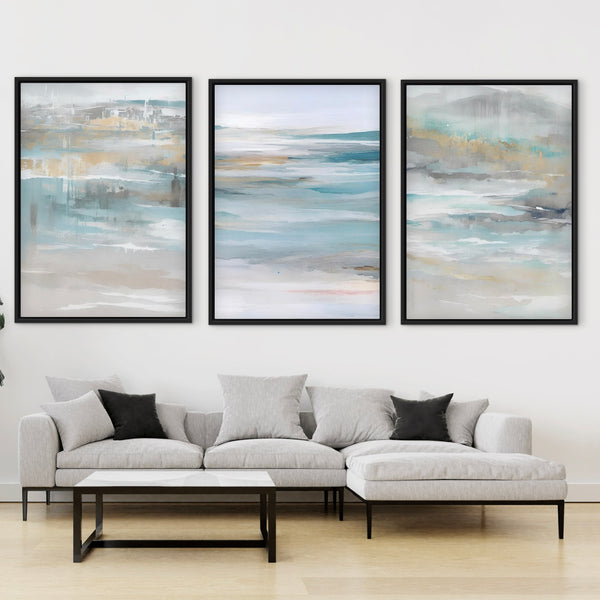 Set of 3 Framed Canvas - Calm Ocean