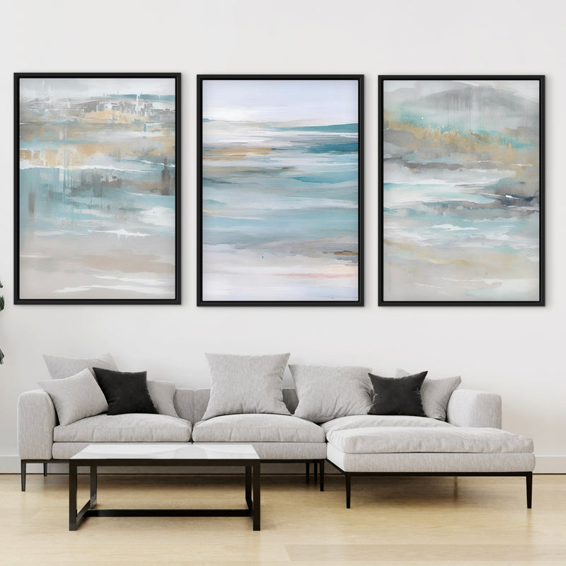 Set of 3 Framed Canvas - Calm Ocean