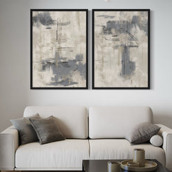 Abstract Art set of 2 prints - Grey Storm