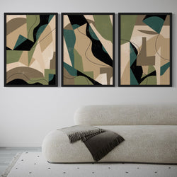 Abstract Art set of 3 prints - Green Shapes