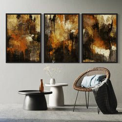 Abstract Art set of 3 prints - Autumn Orange