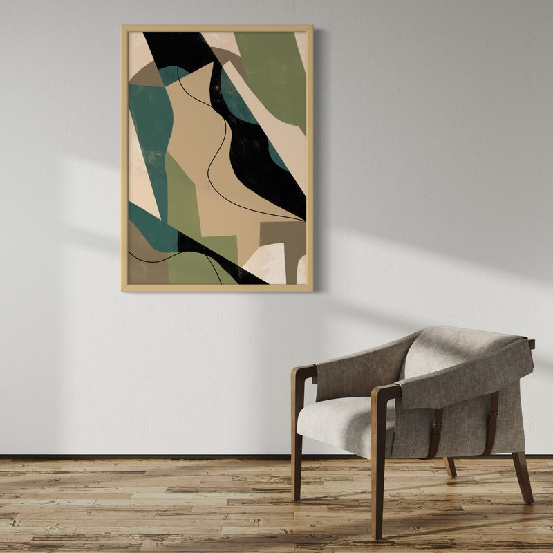 Set of 1 - Abstract Art 'Green Shapes'