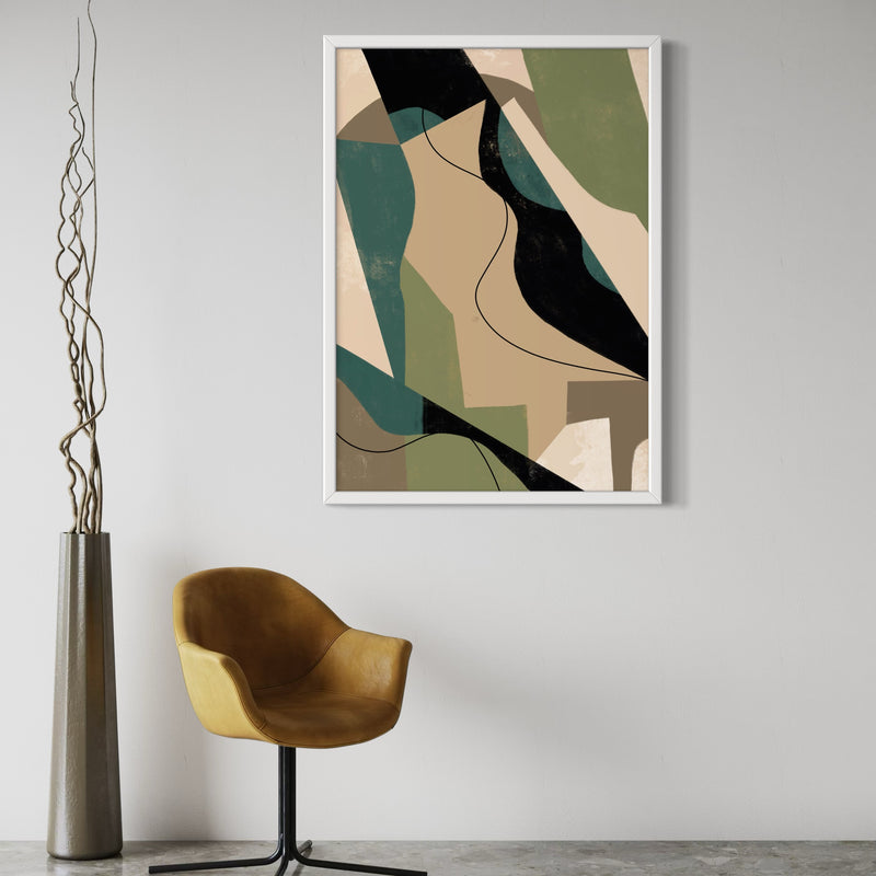 Set of 1 - Abstract Art 'Green Shapes'