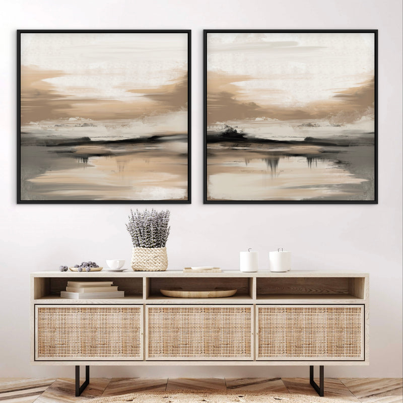 Framed Canvas Set of 2 - Desert Brown
