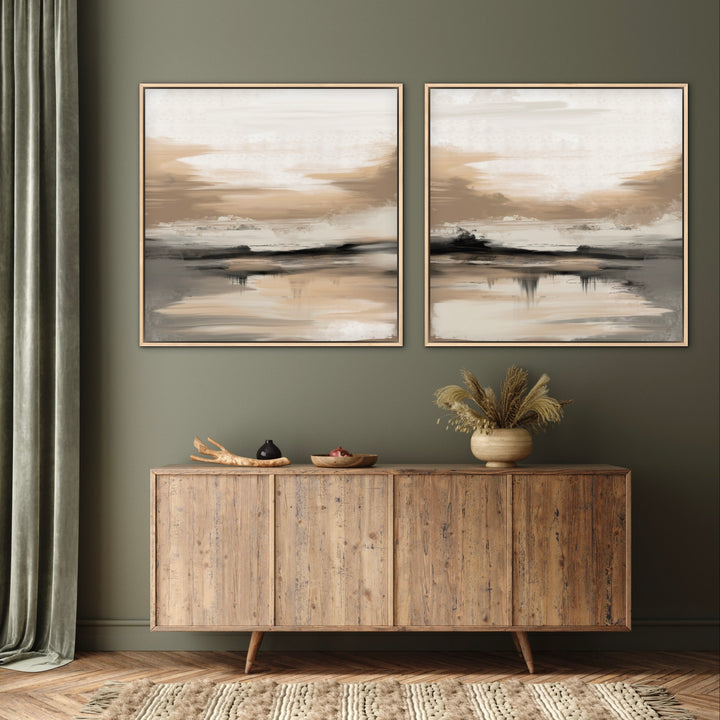 Framed Canvas Set of 2 - Desert Brown