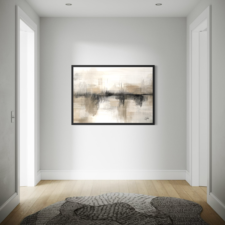 Nude Heaven framed canvas in a modern bedroom setting