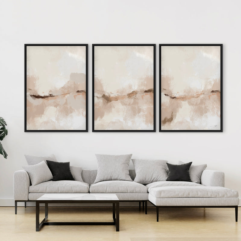 Set of 3 Framed Canvas - Soft Landscapes