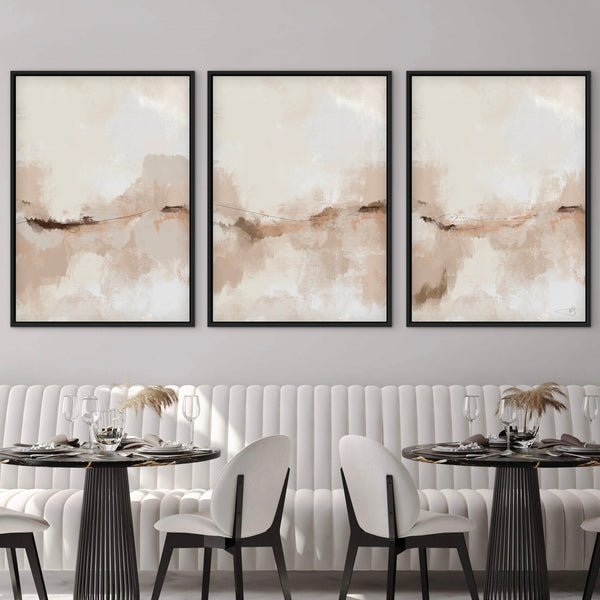 Set of 3 Framed Canvas - Soft Landscapes