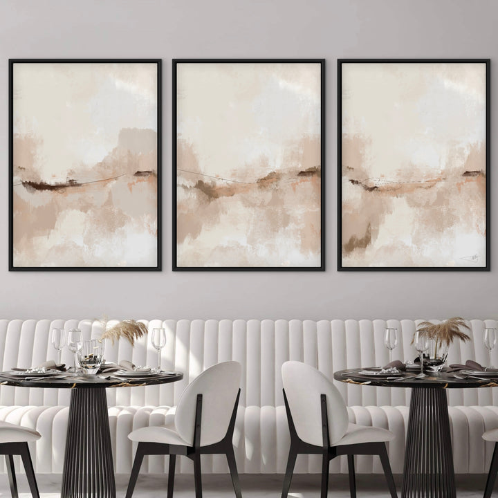 Set of 3 Framed Canvas - Soft Landscapes