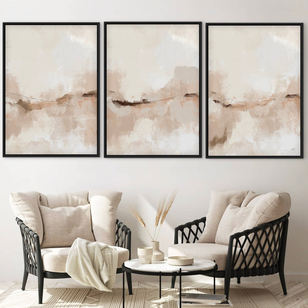 Set of 3 Framed Canvas - Soft Landscapes