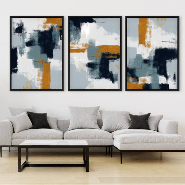 Set of 3 Framed Canvas - Brooklyn Bold
